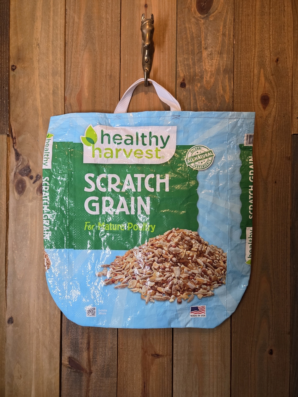 Healthy Harvest Scratch Grain Reusable Tote Bag - Blue & Green